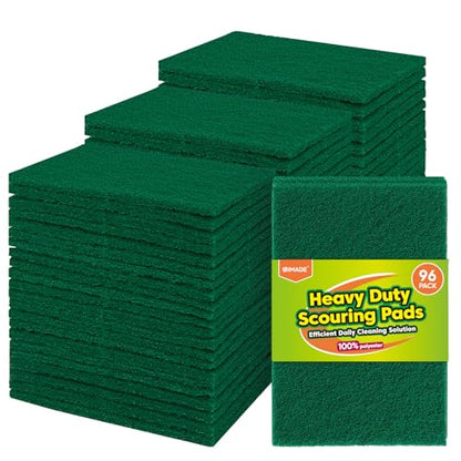 UNIMADE Heavy Duty Scouring Pad, 96Pcs Household Scour Pad for Kitchen, Garage and Outdoors, Reusable Dish Scrubber Pads for Pan and Metal Grill - Green | for Kitchen, Garage and Outdoors, Reusable Dish Scrubber Pads for Pan and Metal Grill - Green - colo