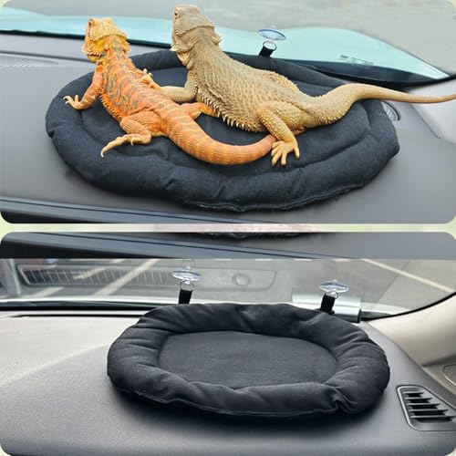 Bearded Dragon Bed - Black Reptile Sleeping Window Hammock Cushion, Lizard Couch Canvas Rubber Soft Mat Blanket Pad for Car Carrier, Tank Toys Accessories