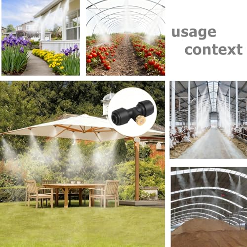 20 Pack Brass Misting Nozzles & 5 Tees - 0.3mm (0.012") Orifice for Outdoor Cooling, Greenhouse Humidification, and Dust Control, 10-24 UNC Thread Garden Mister System Fittings - style: Brass Nozzles (20)+Tee Nozzles(5)