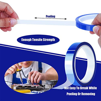 MEBMIK 4 Rolls 20mm x33m(108ft) Blue Heat Tape High Temperature Heat Resistant Tape Heat Transfer Tape for Heat Sublimation Press Vinyl,No Residue