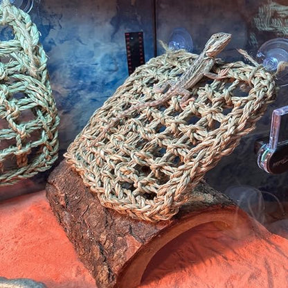 4 PCS Bearded Dragon Hammock,Lizard Lounger Reptile Natural Seagrass Hammocks Climb Vines Plant Decoration Terrarium Accessories for Lizards Chameleon Gecko Snakes Crown Geckos