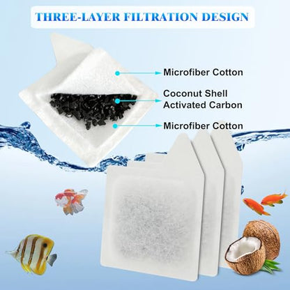 12Pcs XS Filter Cartridge for Tetra Whisper Extra Small Tanks Filter | XS Activated Carbon Refilled Filter Cartridge for Aquarium Kits Less 3 Gallons, Natural Coconut Shell Activated Carbon, White