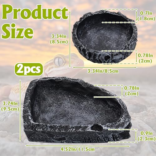 3 Pack Reptile Water Dish, Samll Snake Water Bowl, Bearded Dragon Food Dish | Leopard Crested Gecko Tank Accessories, Feeding Dish Kit for Tortoise, Lizard, Frog, Hermit Crab