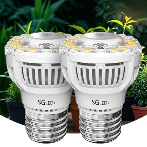 A15 7W Full Spectrum Grow Light Bulbs, E26, 2 Pack | 4000K full-spectrum light with red and blue wavelengths for indoor plant use;A15 bulb shape with a standard E26 base - size: 2 Pack