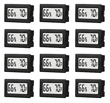 12 Pack Mini Small Digital Hygrometer Thermometer Indoor Temperature and Humidity Meter Gauge with Temp Humidity Sensor Monitor Fahrenheit (℉) for Jars,Home,Room