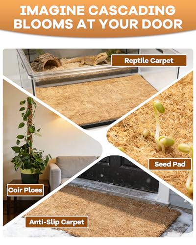 Coco Liners for Planters - 16" x 120" Thick Coconut Fiber, Pre-Drained Planter Liner, Reptile Bedding & Garden Mat | 100% Natural & Biodegradable Coconut Coir for Plants - size: 16 inches x 120 inches
