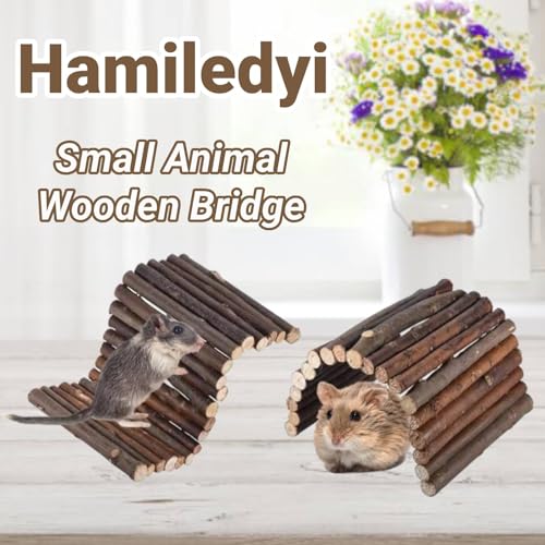 Hamster Bridge Rat Ladder Wooden Bridge Toy for Small Animals Cage Wood Ladder Natural Hideout for Guinea Pig Chinchilla Ferret Reptile (Pack of 4) (4ladder) - size: 8.0"L x 4.0"W