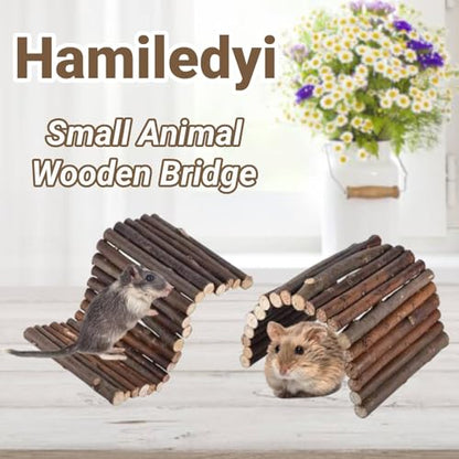 Hamster Bridge Rat Ladder Wooden Bridge Toy for Small Animals Cage Wood Ladder Natural Hideout for Guinea Pig Chinchilla Ferret Reptile (Pack of 4) (4ladder) - size: 8.0"L x 4.0"W