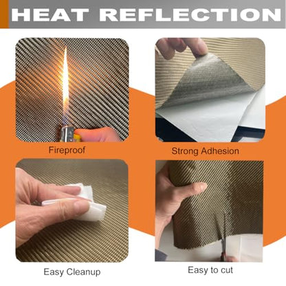 Titanium Thermal Barrier Adhesive Backed Heat Blanket Heat Shield Mat 12'' X 47'' for wall behind grill, fireplace kitchen cabinet 2500 Degrees Fire Pit Mat Fireproof Grill Pad - size: 12'' X 47''