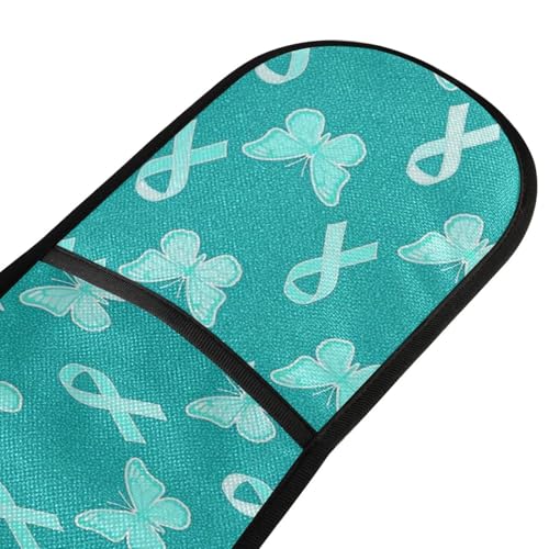 Dual-functionality Mitts and Pot Holders Sets High Heat Resistant Pot Holder Gloves Kitchen Aid BBQ (Green Fresh Butterfly) - color: Green Fresh Butterfly