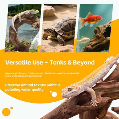 EFFIELER Natural Driftwood for Aquarium Decor – Unique Size Real Wood Branches for Fish Tank, Reptile Habitat, Terrarium, Hermit Crab, Shrimp Tank (11-14 INCH 2-Pack, Mopani Driftwood) | Aquarium & Terrarium Compatible Unique Organic Shapes - size: 11-14