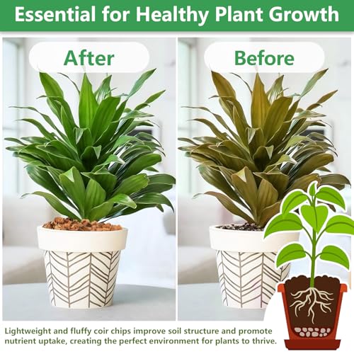 6 Pack Coco Chips for Plants- 6.6lb Organic Coconut Husk Potting Mix | Coconut Mulch Coco Husk Chips for Garden, Potted Plants, Orchid Repotting Soil Mix, High Expansion & Moisture Retention - size: 6 Pack