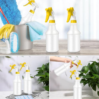 Eccliy 20Pk 16oz Spray Bottles,Cylinder,Yellow Spray Head | Clear Empty Plastic Commercial Spray Bottles with Nozzle Measurement For Cleaning Solutions Cleaner Detailing Industrial - color: Yellow Spray Head, style: Cylinder