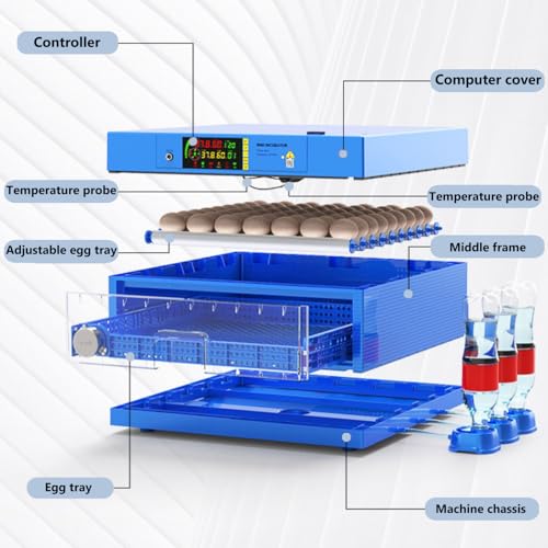 Automatic Eggs Incubator, Large Incubators for Hatching Eggs | Automatic Egg Turning & Temperature Control, Poultry Hatcher Machine for Chicken Duck Goose Quail Bird (192 Eggs)