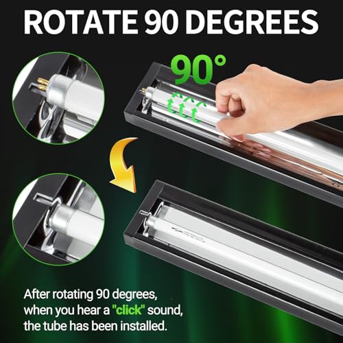 REPTI ZOO UVB Reptile Light, New Version T5 HO UVB Lighting Combo Kit, Reptile Terrarium Hood with 10.0 UVB Tube Bulb, Reptile Light Fixture 24W-22Inch - size: 24W-22Inch