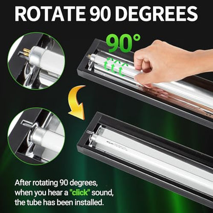 REPTI ZOO UVB Reptile Light, New Version T5 HO UVB Lighting Combo Kit, Reptile Terrarium Hood with 10.0 UVB Tube Bulb, Reptile Light Fixture 24W-22Inch - size: 24W-22Inch