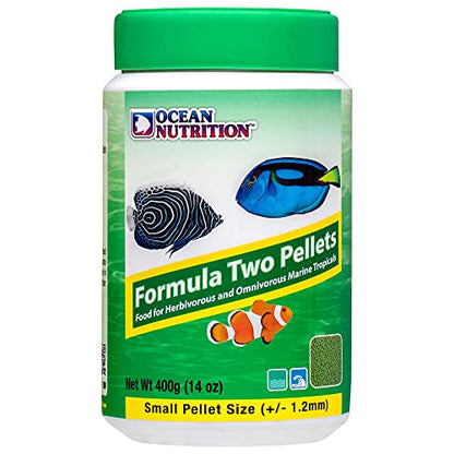 Ocean Nutrition Formula Two Pellets - Fish Food for Herbivorous & Omnivorous Marine Tropical Fish, High Protein(40%) - 14 oz (400 g) Small Pellets - size: 14 Ounce (Pack of 1), style: Small Pellet Size (+/- 1.2mm)