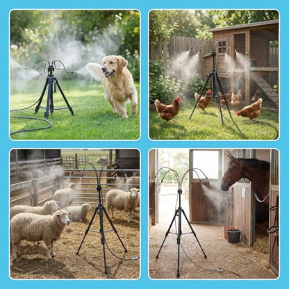 Standing Misters for Outside Patio, 4.8FT Adjustable Height | Tripod Base, 26FT Misting Hose, Portable Misting System For Backyard Tanning, Pool, BBQ Cooling & Garden Watering