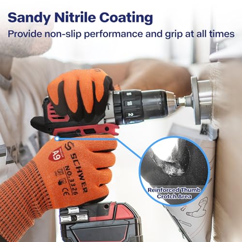 Schwer 1 Pair Size XL Highest Level Cut Resistant Work Gloves+ 1 Pair ANSI A6 Cut Resistant Arm Sleeves for Men&Women Work