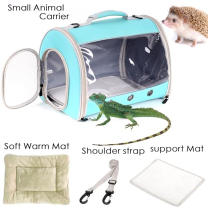 Bearded Dragon Travel Carrier Backpack,Lizard Backpack Carrier,Space Capsule Clear Bubble Window Astronaut Reptile Carrier Backpack for Guinea Pig,Sugar Glider,Bunny (Green, TPU Carrier+MAT) - color: Green