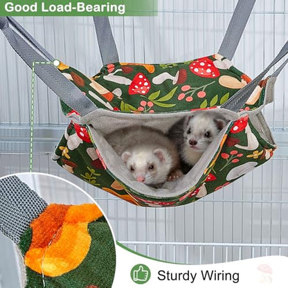 Glittme 4 Pack Cozy Ferret Hammock, Soft Washable Cage Bed for Small Animals