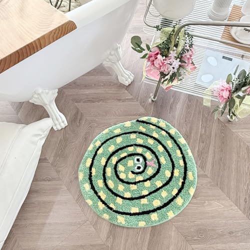 Snake Rug Tufted Cute Bedroom Rug Small Black Bathroom Rugs Novelty Animal Accent Carpet for Dorm Reptile Decor (24X22 inch)