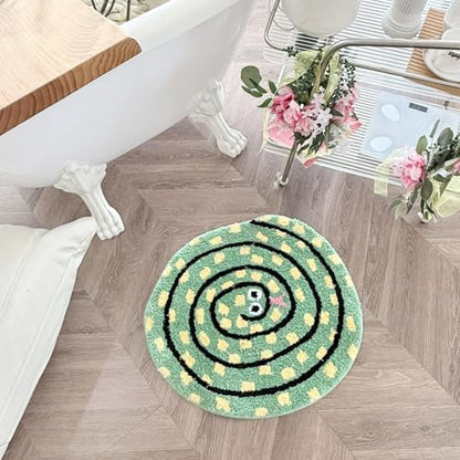 Snake Rug Tufted Cute Bedroom Rug Small Black Bathroom Rugs Novelty Animal Accent Carpet for Dorm Reptile Decor (24X22 inch)