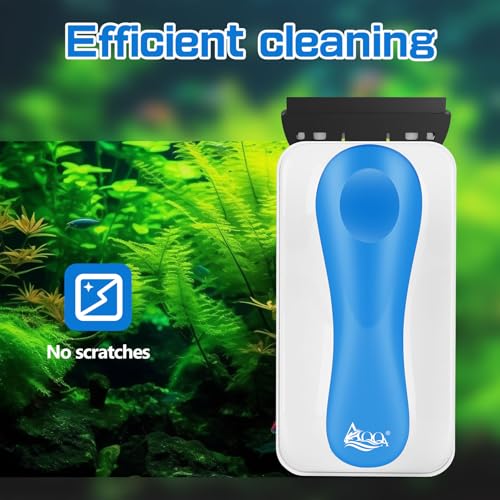 AQQA Aquarium Magnet Glass Cleaner,Dolphin Series-Fish Tank Algae Scraper Brush Cleaner for Glass or Acrylic,2 Detachable Blades Floating Cleaning Tool for 1/4"-2/3" Thickness - size: L 1/4"-2/3" Thickness