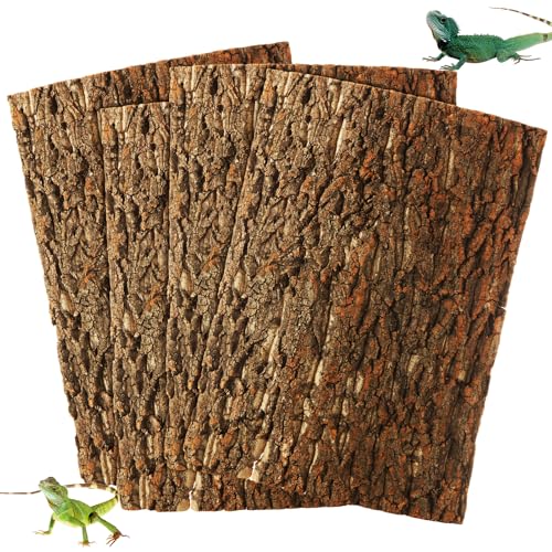 4PCS Cork Terrarium Background 15.7x11.8in Reptile Tank Background Board Habitat Decoration, Natural Cork Large Bark Climbing Mat for Gecko Lizard Tortoise Chameleon - size: 15.7×11.8in