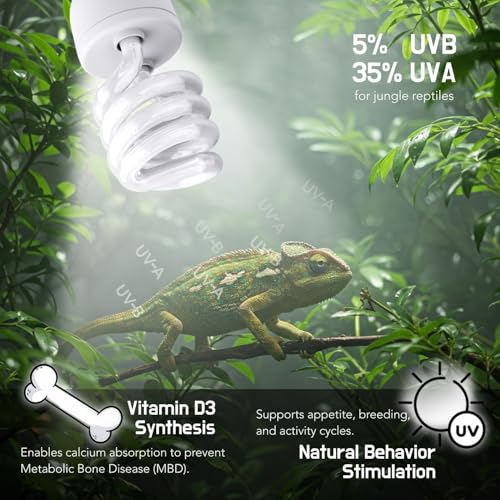 UVB Reptile Light, UVB5.0 24W, UVA UVB Reptile Light Bulb Lamp for Turtle Snake Lizard Leopard Gecko,Crested Gecko, UVB Bulbs for Tropical Reptiles