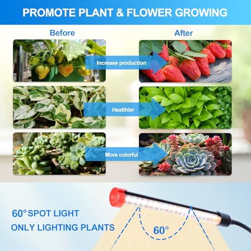 3Head Clip Grow Light, 27 Watt Brightest Full Spectrum Grow Lights for Indoor Plants, Seed Starting, Bonsai, Pot Plants, Seedlings, 5-Mode Timer 4/8/12/16/20H, NO Need Adapter - size: Clip Light(27W)