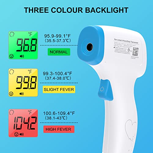 Digital Thermometer for Adults and Kids, No Touch Forehead Thermometer for Baby, 2 in 1 Body Surface Mode Infrared Thermometer with Fever Alarm and Instant Accuracy Readings - color: Blue