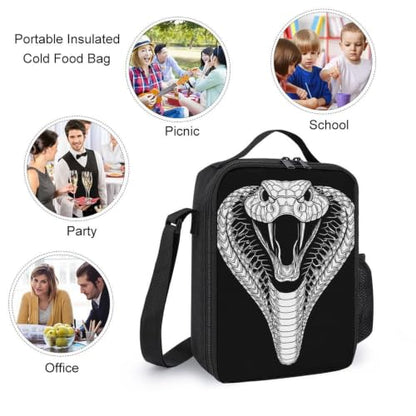 Cobra Snake Head Lunch Box Cooler Bag for Women Men | unisex adult,portable,insulated,adjustable strap,washable,bottle pocket