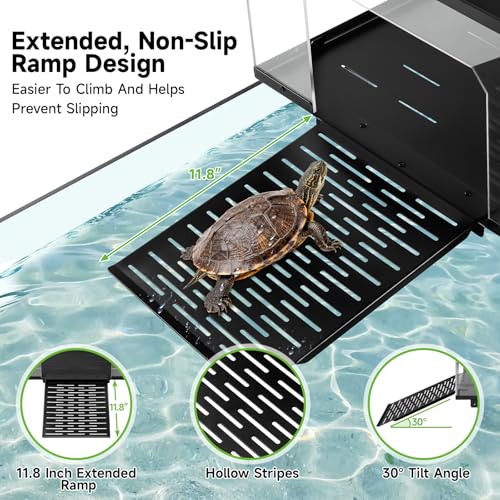 Turtle Basking Platform, Stainless Steel Ramp for 18-20" Aquariums | Rustproof 304 Stainless Steel Frame with Non-Slip Ramp; Hanging Dry Basking Zone; Tool-Free Assembly; Fits 18-20in Tanks