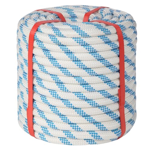 Double Braid Arborist Rope, 1/2 Inch x 150 ft, 9000 LBS Breaking Strength Heavy Duty Tree Climbing Rope, Outdoor Swing Rope for Trees, Climbing, Sailing & General Use - size: 1/2inch*150ft, style: White