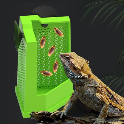 Bearded Dragon Feeder, Escapeproof Corner Reptile Feeder Box with Suction Cups for Lizard, Lguana, Gecko, Bearded Dragon - size: S