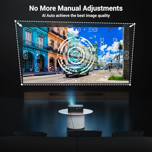 HAPPRUN 2000 ANSI 4K Decoding Projector with WiFi and Bluetooth, Auto Focus | 300'' Display for Indoor/Outdoor, Portable Home Theater, Smart Movie Projector Compatible with Phone/TV Stick/PC/PS5