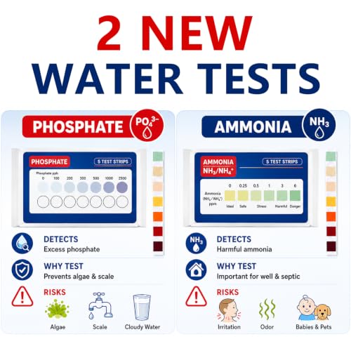 Water Test Kit for Drinking Water, 23-in-1 Water Test Strips for Tap & Well Water, Tests Hardness, Lead, Iron, Copper, Chlorine, Fluoride, pH, Nitrate & More, Fast Home Water Testing, 155 Strips