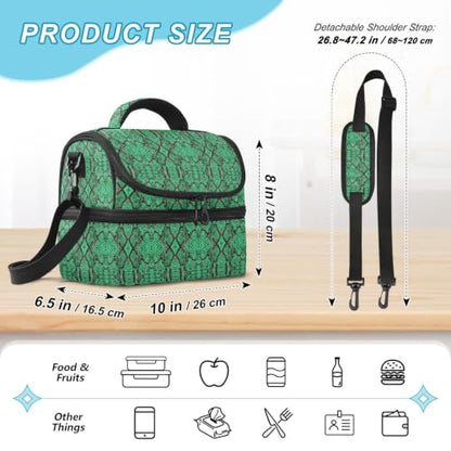 Emelivor Snake Insulated Lunch Bag Container Tote for Men | 8L Double Deck,Large Lunch Box with Shoulder Strap,Thermal Meal Prep Cooler,Suitable for School Work Picnic Office Travel