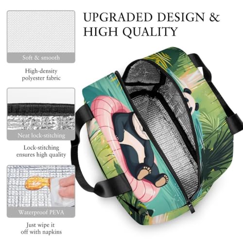 Funny Panda Lunch Bag for Women Men | Insulated Lunch Box Leakproof Food Meal Containers Reusable Foldable 6L Capacity Lunch Tote Bags for Work Picnic Travel - color: Style 4