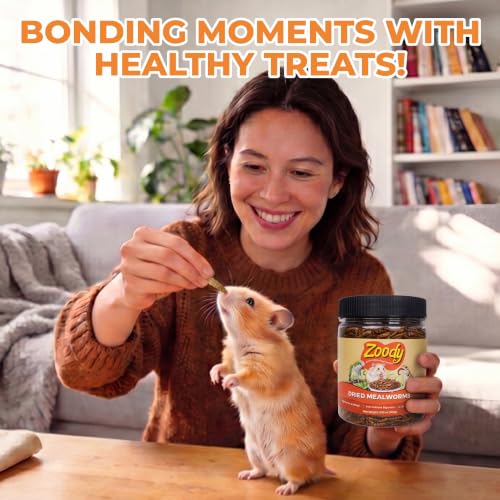 Zoody Dried Superworms Hamster Treats for Parakeets, Chickens 3.5 OZ | Natural High Protein Parakeet Treats, Hamster Snacks, Hedgehogs, Sugar Gliders, Reptiles & Small Animals, Crunchy & Tasty.
