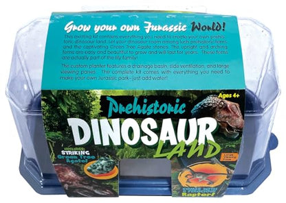 Toys By Nature Miniature Worlds Prehistoric Fern Garden Terrarium Starter Kit with Dinosaur Figure, Complete Supplies to Grow Year-Round Blooms! Indoor Miniature Garden (Prehistoric Dinosaur Land) - style: Prehistoric Dinosaur Land