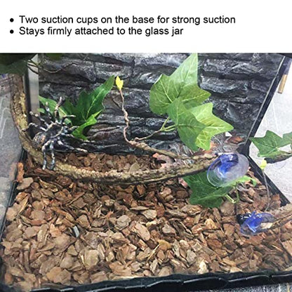 Plplaaoo 2PCS Reptile Corner Branch with Suction Cups – Flexible Imitation Bendable Jungle Climbing Vine Terrarium Plant Decoration for Bearded Dragon, Gecko, Snake & Spider Habitat Tank Accessories