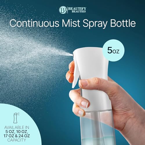 BeautifyBeauties Hair Spray Bottle – Ultra Fine Continuous Water Mister for Hairstyling, Cleaning, Plants, Misting & Skin Care (White, 6.8 Ounces) - color: White, size: 6.8 Ounces