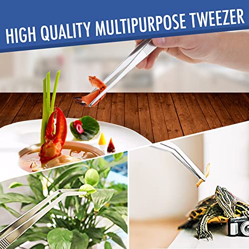 Comfecto 15 Inch Extra Long Tweezers Stainless Steel Straight Serrated Tip, Non Slip Reptile Feeding Tweezer Tongs Tool for Aquarium Aquascaping Cooking | Non Slip Reptile Feeding Tweezer Tongs Tool for Aquarium Aquascaping Cooking - style: Straight Tip -