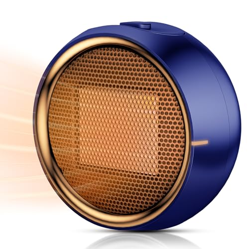 ASNUG Space Heater, Portable Electric PTC Ceramic Heaters for Indoor Use, 2S Efficient Heating, Tip-Over & Overheat Protection, Quiet Small Mini Desk Heater for Bathroom Home Office Bedroom - color: Blue