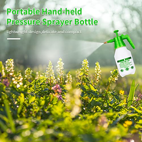 Garden Pump Sprayer,68oz/34oz Hand-held Pressure Sprayer Bottle for Lawn with Safety Value&Adjustable Nozzle, for Watering,Spraying Weeds,Home Cleaning and Car Washing,0.5 Gallon - size: 51oz