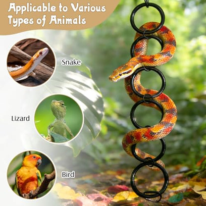 Snake Climbing Chain Toys Ball Python Climbing Toys Corn Snake Enrichment Toy Reptile Tank Decor Accessories for Garter Snakes Gecko Lizard Iguana Chameleon (6 Rings) - size: 6 laps