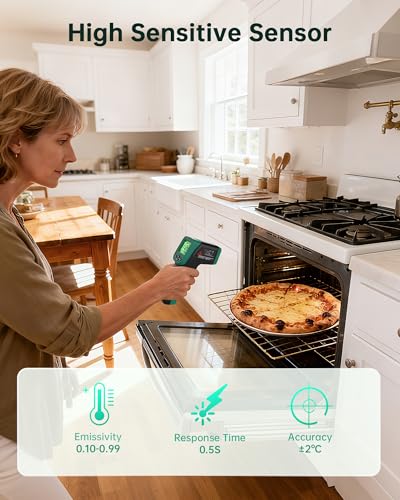 Infrared Thermometer Gun, Dual Mode IR Laser Thermometer with -50°C~800°C and Meat Probe (-50°C~300°C), Non-Contact Digital Thermometer for Cooking, BBQ, and Industrial Use - color: IR Thermometer & Probe