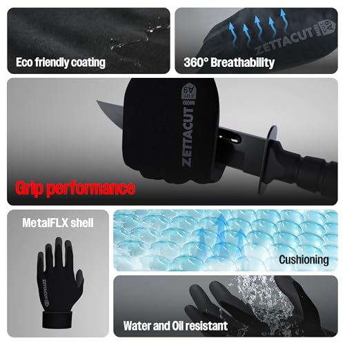 Premium Tactical Gloves - ANSI A7 Cut Resistant (Black) | Touchscreen Compatible, Eco-Friendly Coating, Anti-Slip Grip Glove for Airsoft, Shooting, Security, Hunting & Motorcycle - size: Large